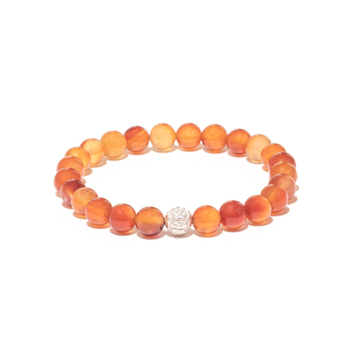 Karneol Naturstein Perlen Armband mit Silberperle