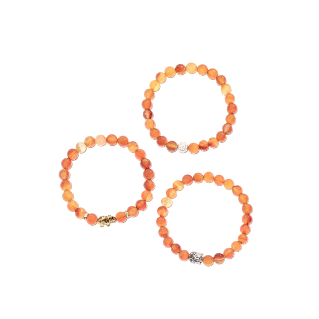 Karneol Naturstein Elefanten Perlen Armband