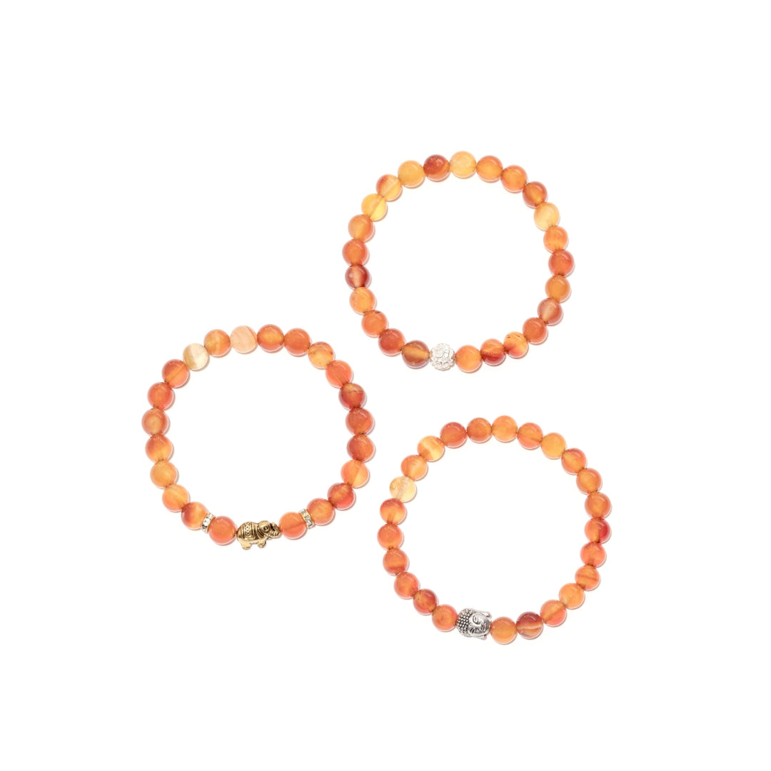 Karneol Naturstein Perlen Armband mit Silberperle
