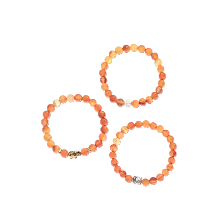 Karneol Naturstein Perlen Armband mit Silberperle