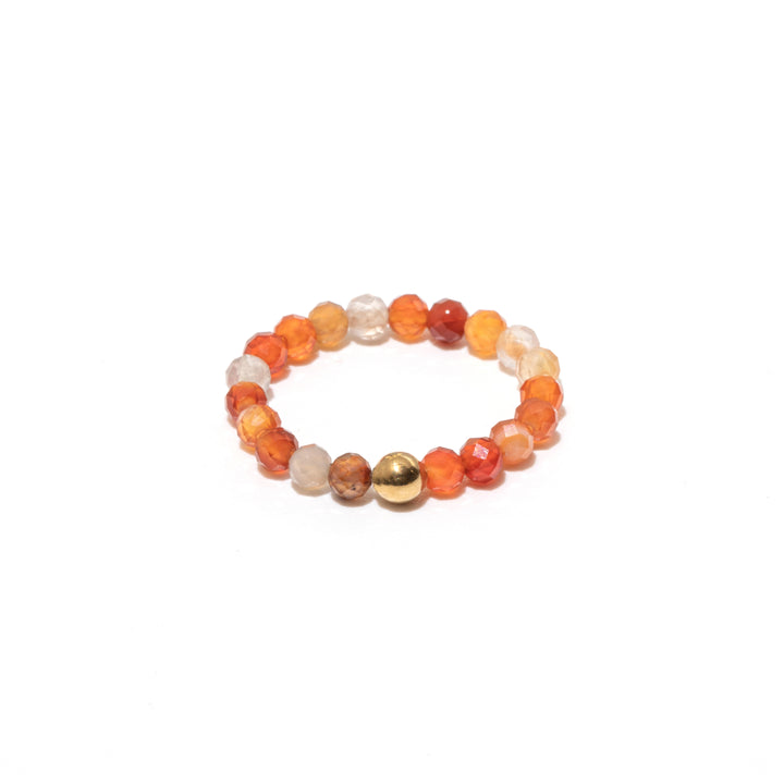 Karneol Ring mit vergoldeter Perle