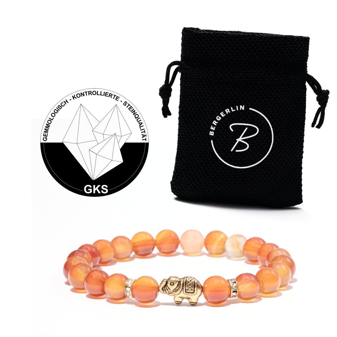 Karneol Naturstein Elefanten Perlen Armband