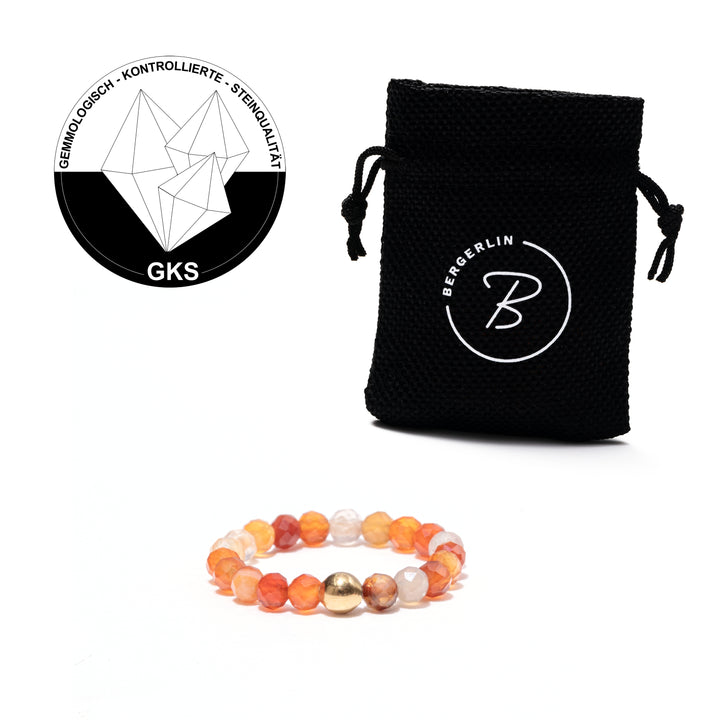 Karneol Ring mit vergoldeter Perle