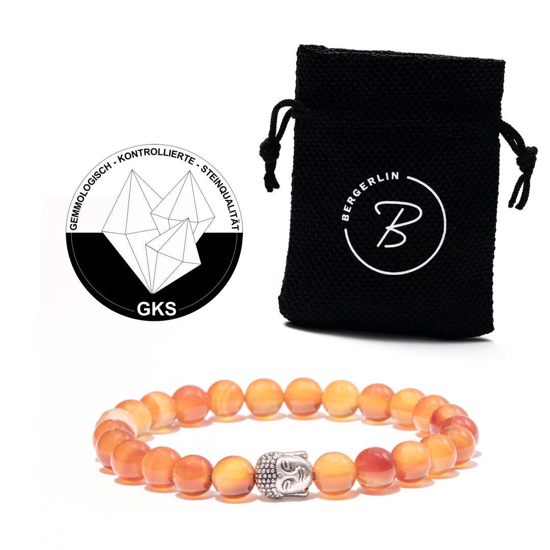Karneol Naturstein Buddha Perlen Armband