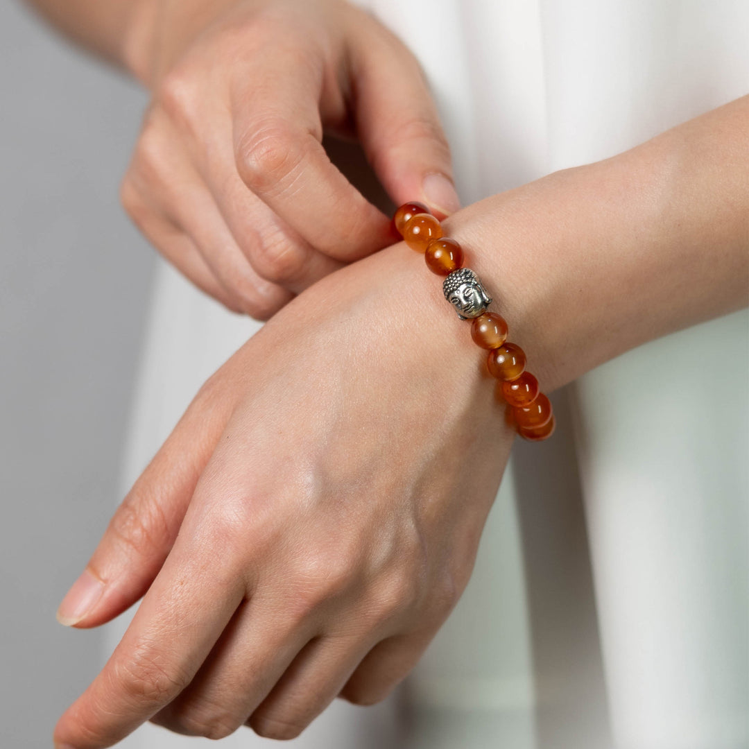Karneol Naturstein Buddha Perlen Armband