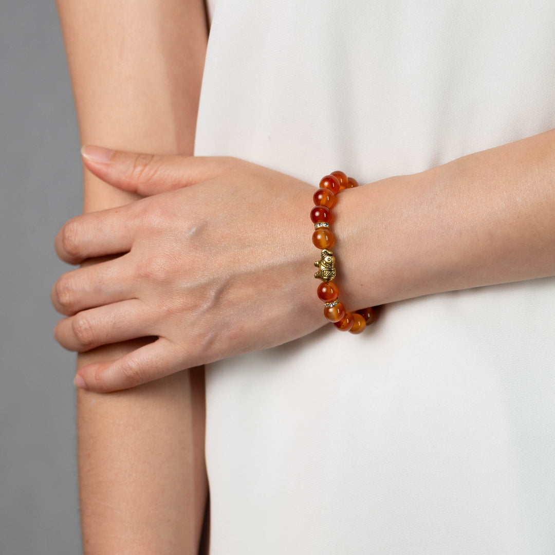 Karneol Naturstein Elefanten Perlen Armband