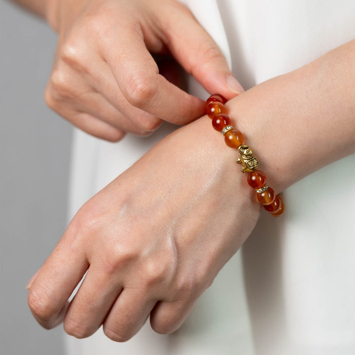 Karneol Naturstein Elefanten Perlen Armband