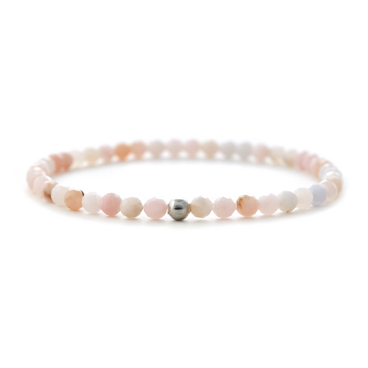 Opal Naturstein Perlen Armband mit Silberperle