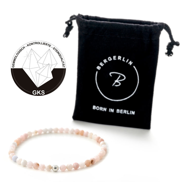Opal Naturstein Perlen Armband mit Silberperle