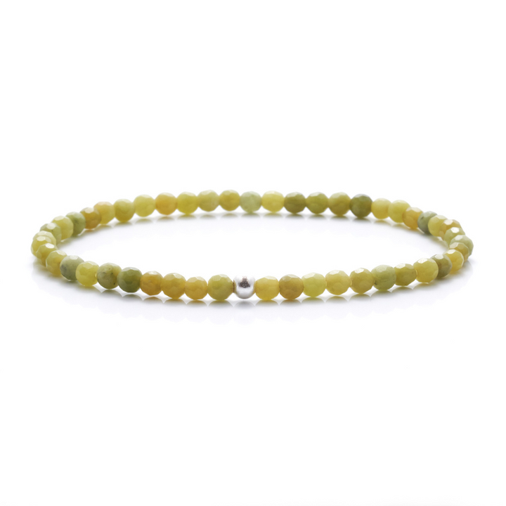 Serpentin Naturstein Perlen Armband mit Silberperle