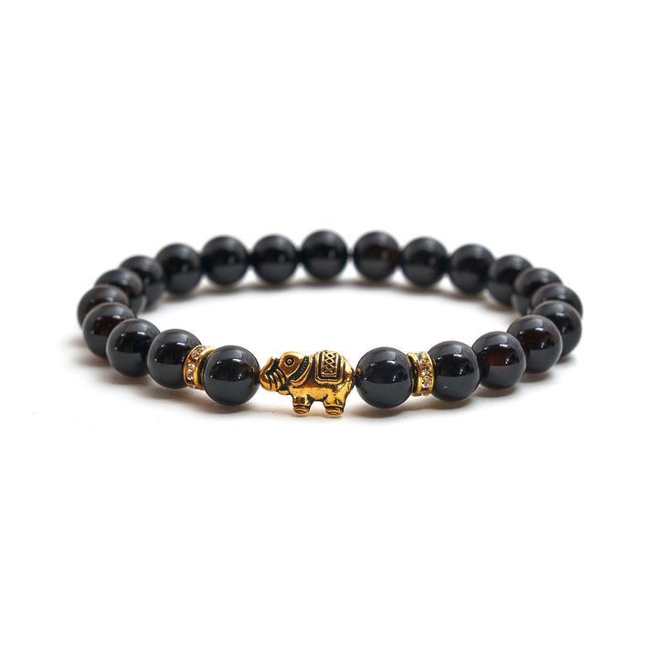 Onyx Naturstein Elefanten Perlen Armband (Achat farbl. behandelt)