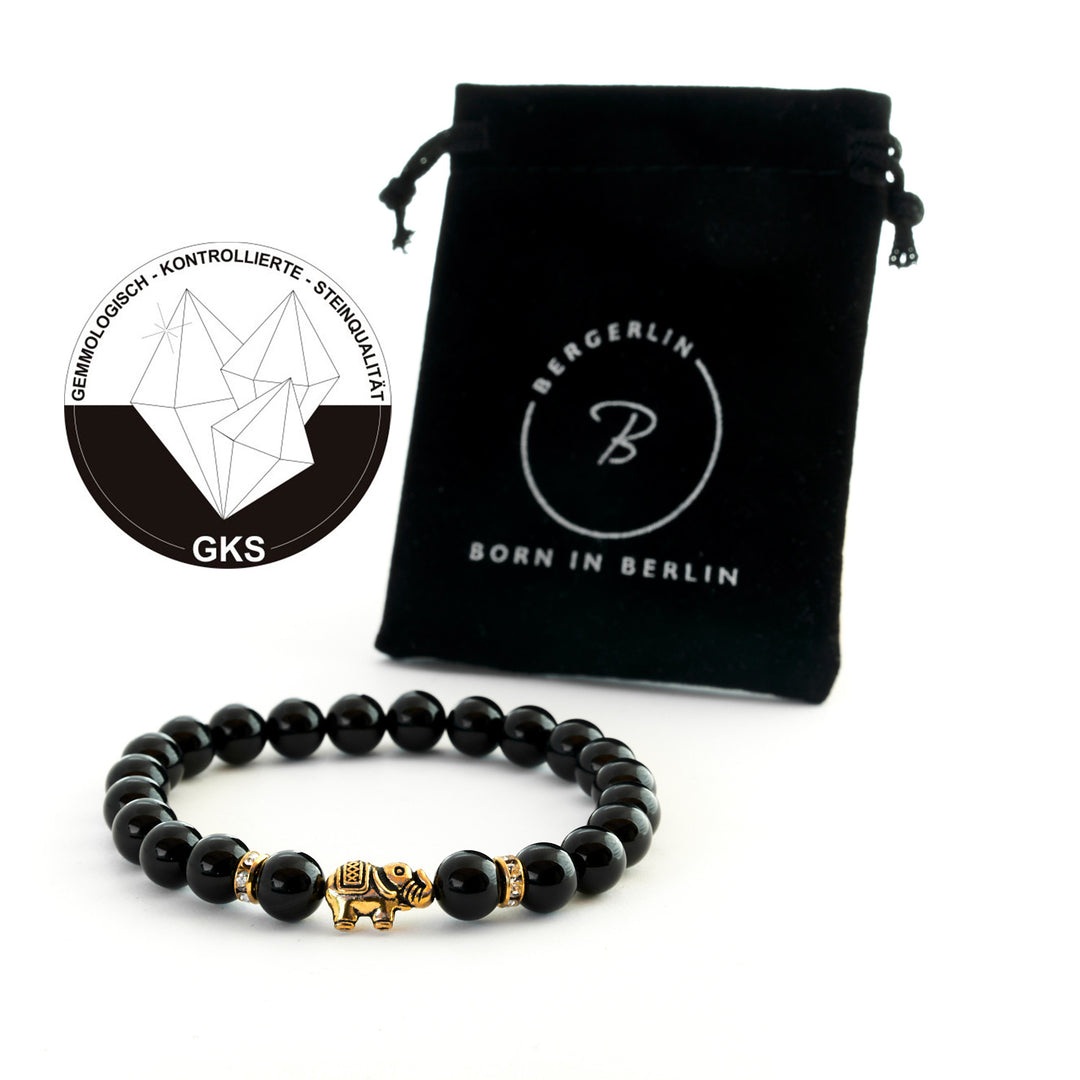 Onyx Naturstein Elefanten Perlen Armband (Achat farbl. behandelt)