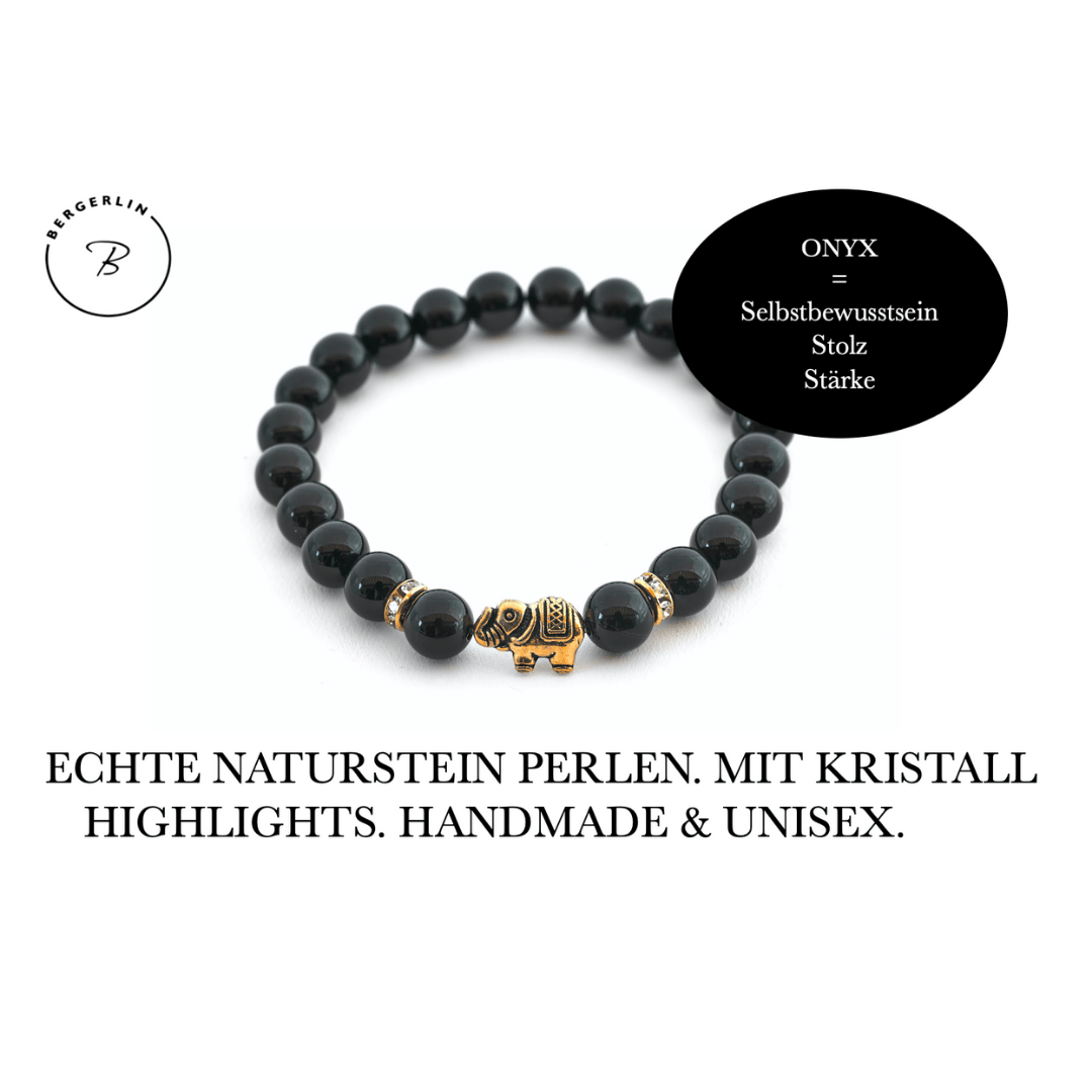 Onyx Naturstein Elefanten Perlen Armband (Achat farbl. behandelt)