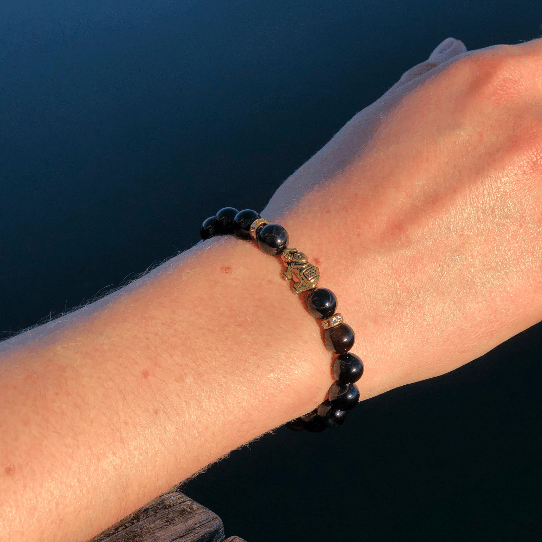 Onyx Naturstein Elefanten Perlen Armband (Achat farbl. behandelt)