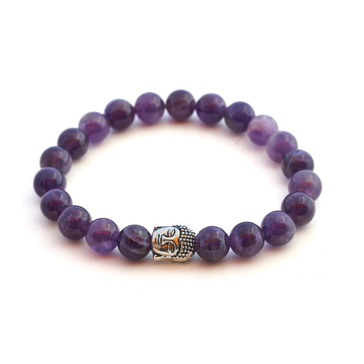 Amethyst Naturstein Buddha Perlen Armband