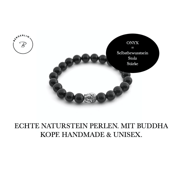 Onyx Naturstein Buddha Perlen Armband (Achat farbl. behandelt)