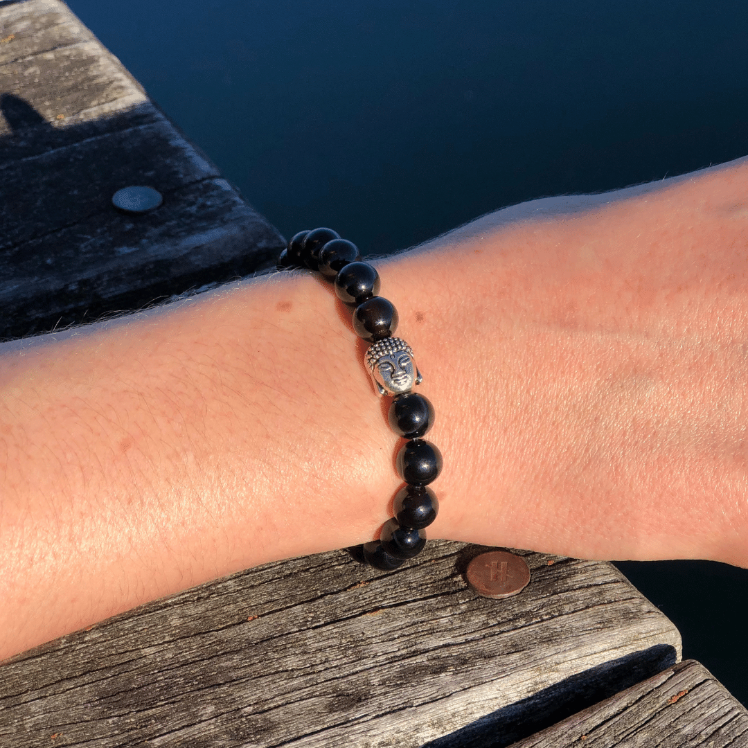 Onyx Naturstein Buddha Perlen Armband (Achat farbl. behandelt)