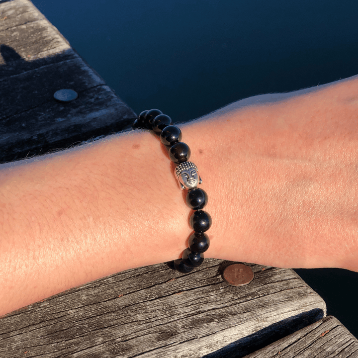 Onyx Naturstein Buddha Perlen Armband (Achat farbl. behandelt)