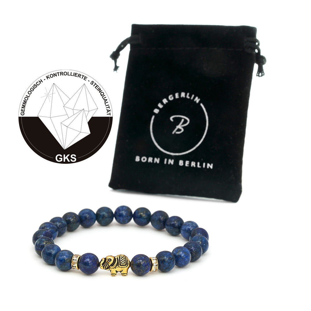 Lapislazuli Naturstein Elefanten Perlen Armband
