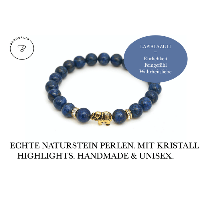 Lapislazuli Naturstein Elefanten Perlen Armband