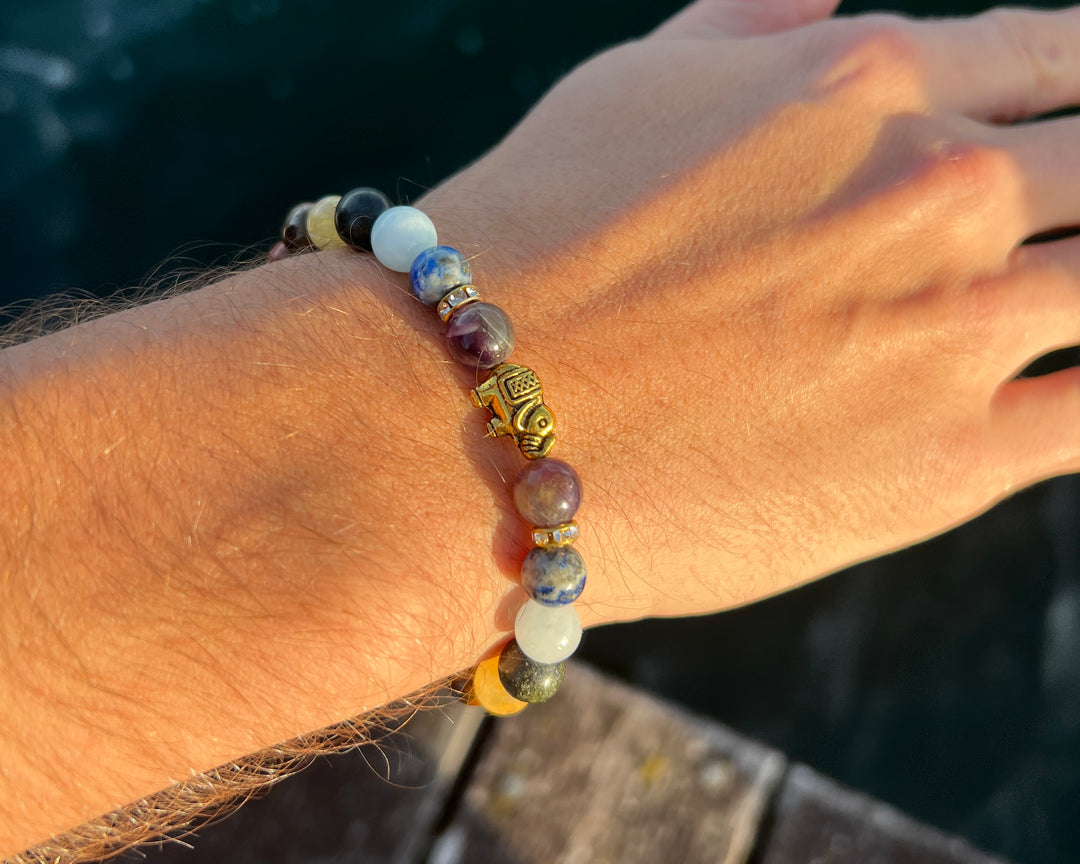 7 Chakren Naturstein Perlen Armband