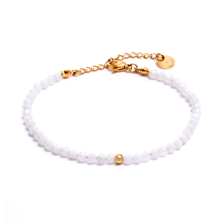 Mondstein (Labradorit) Naturstein Perlen Armband mit Verschluss