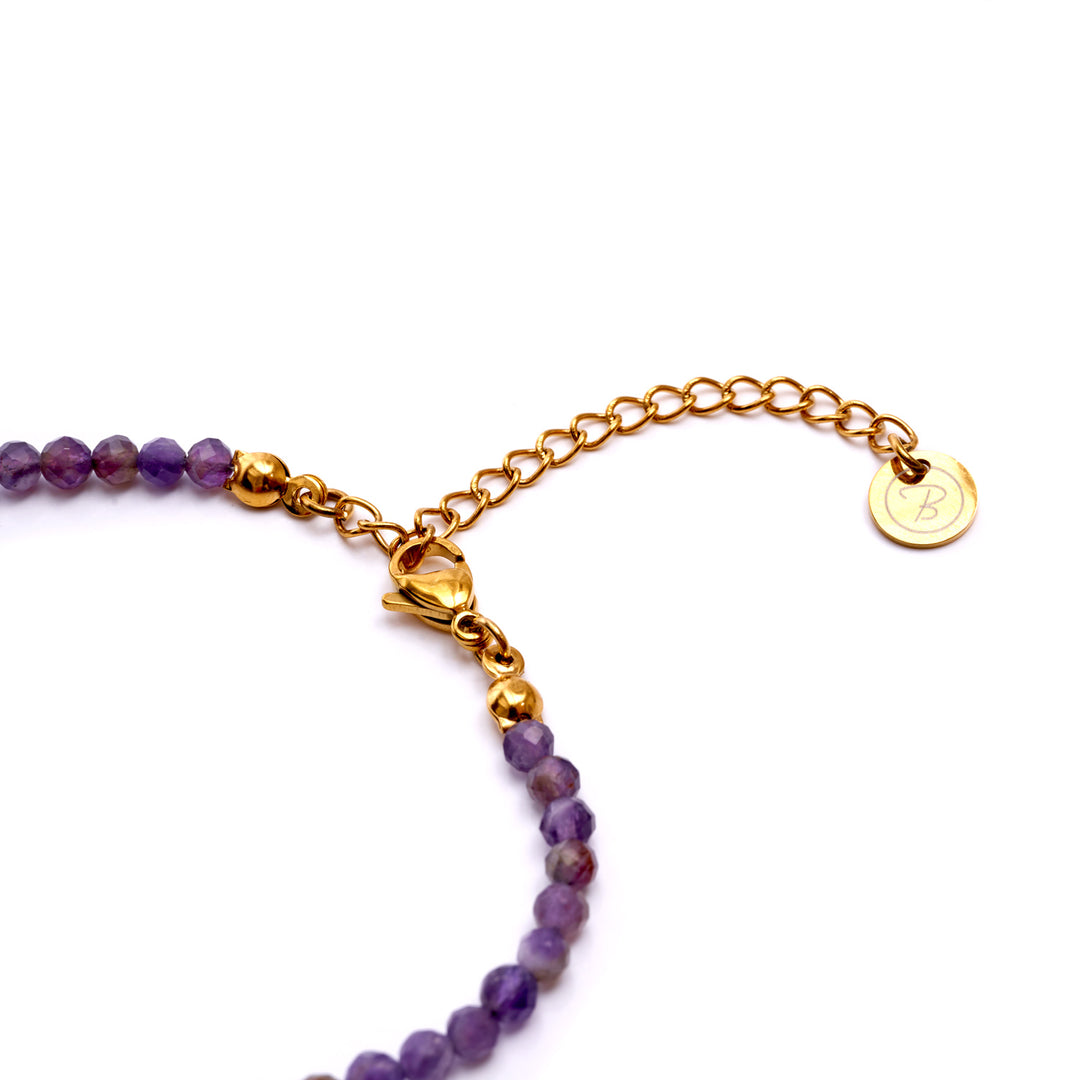 Amethyst Naturstein Perlen Armband mit Verschluss