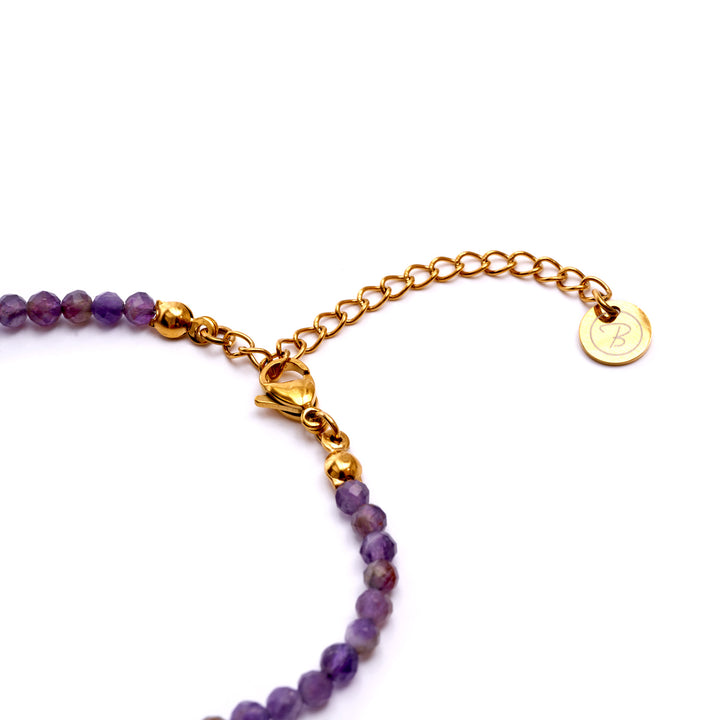 Amethyst Naturstein Perlen Armband mit Verschluss