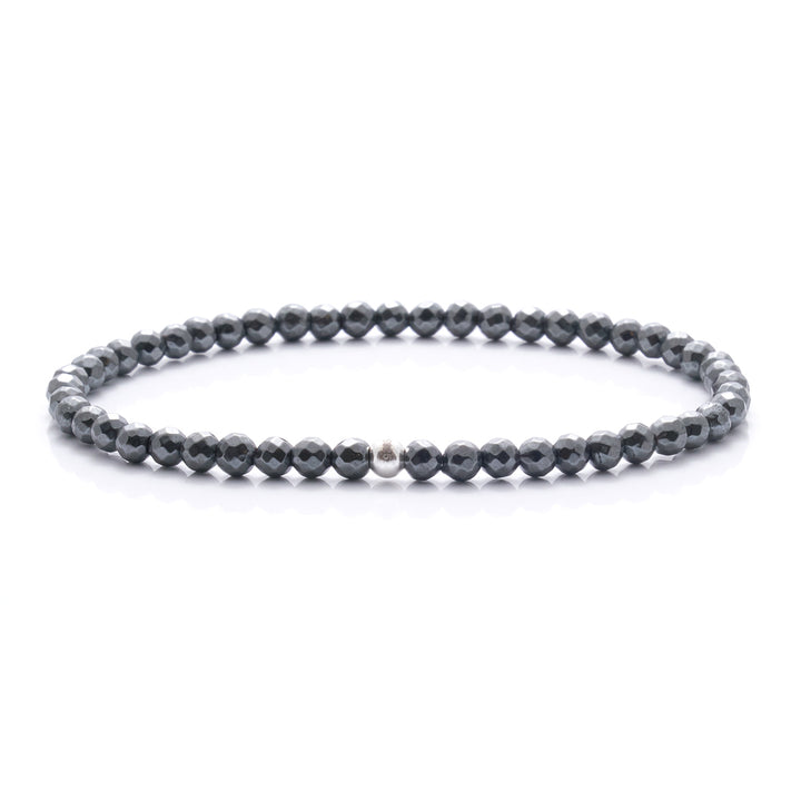 Hämatit (künstliches Produkt) Perlen Armband mit Silberperle