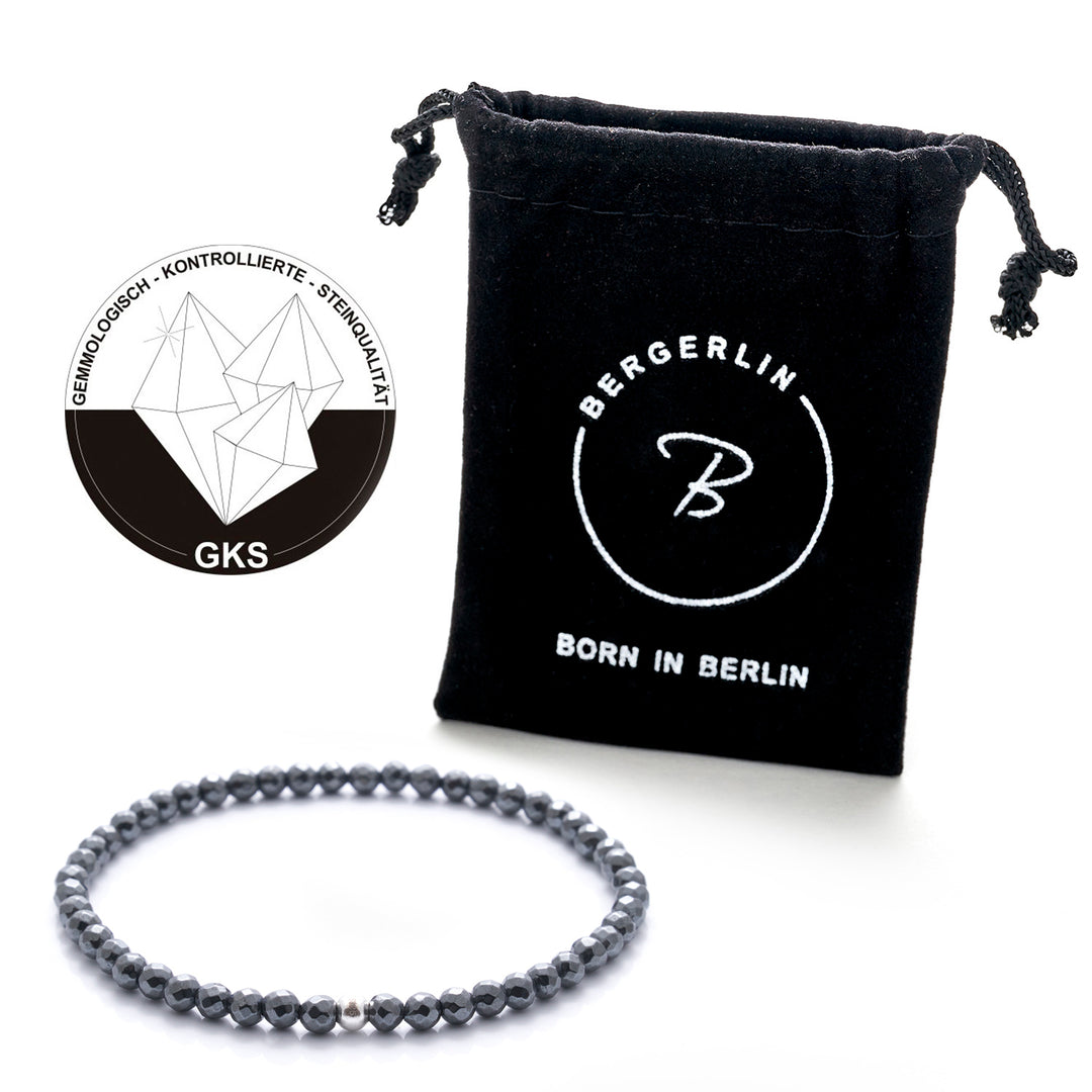 Hämatit (künstliches Produkt) Perlen Armband mit Silberperle