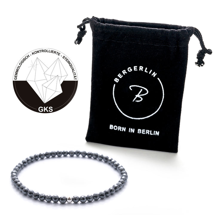 Hämatit (künstliches Produkt) Perlen Armband mit Silberperle