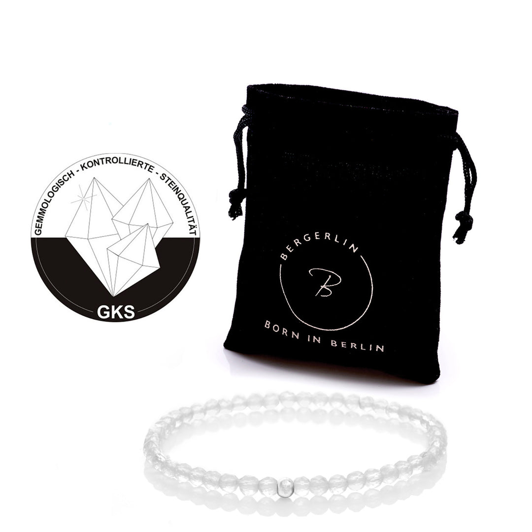 Bergkristall Naturstein Armband mit Silberperle