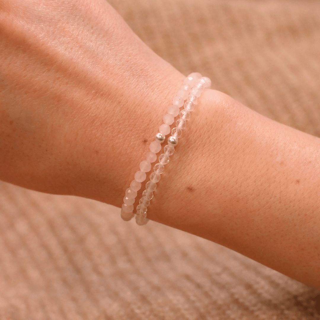 Bergkristall Naturstein Armband mit Silberperle