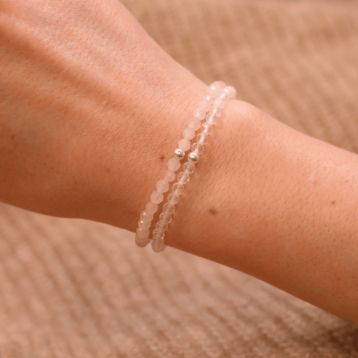 Bergkristall Naturstein Armband mit Silberperle