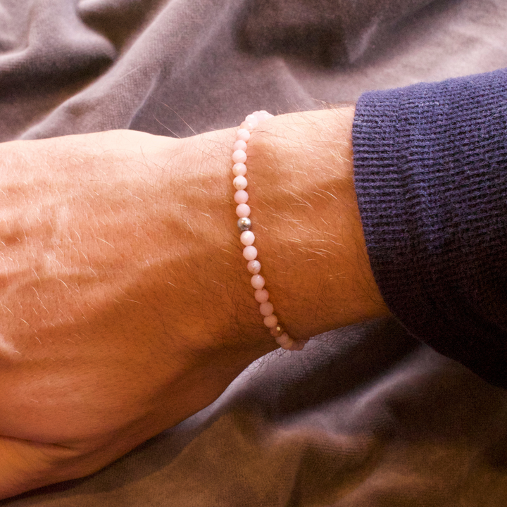 Opal Naturstein Perlen Armband mit Silberperle