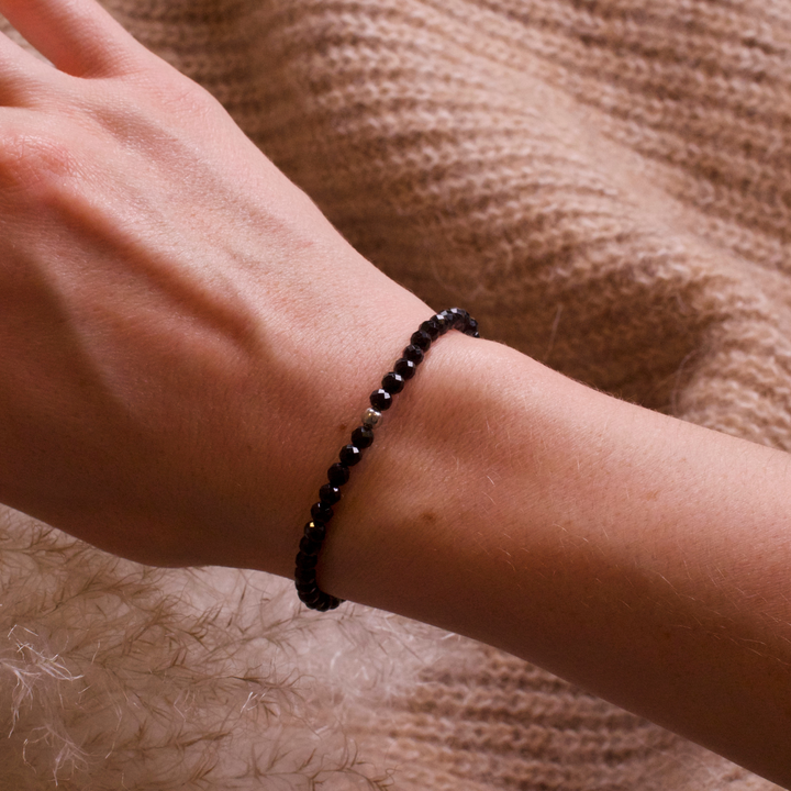 Tourmaline Natural Stone Pearl Bracelet with Silver Pearl