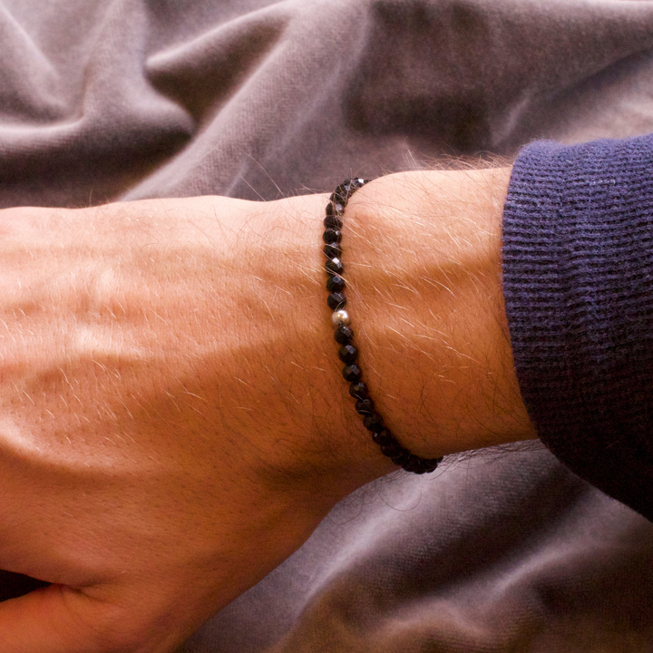 Tourmaline Natural Stone Pearl Bracelet with Silver Pearl