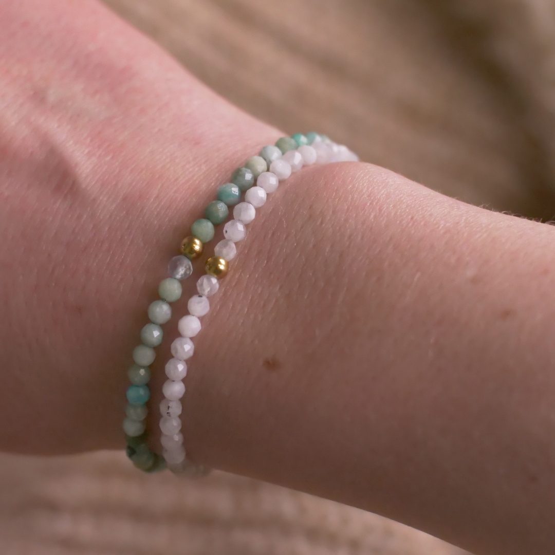 Mondstein (Labradorit) Naturstein Perlen Armband mit Verschluss