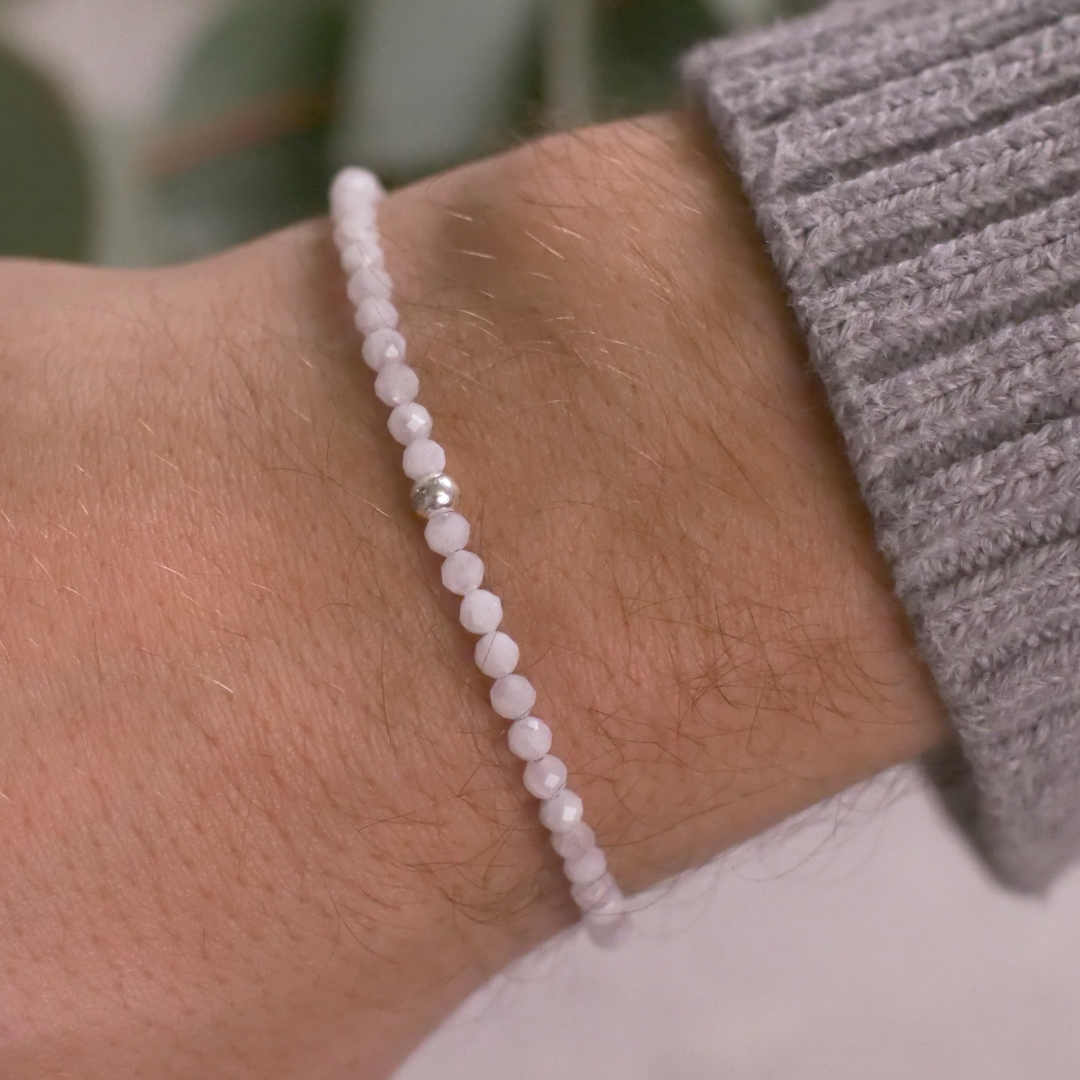 Mondstein (Labradorit) Naturstein Perlen Armband mit Verschluss