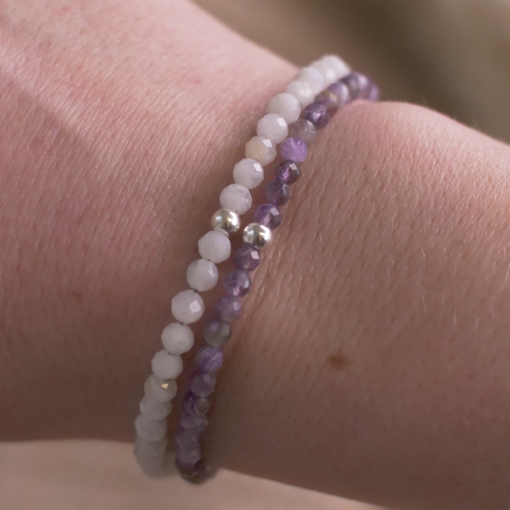 Mondstein (Labradorit) Naturstein Perlen Armband mit Verschluss