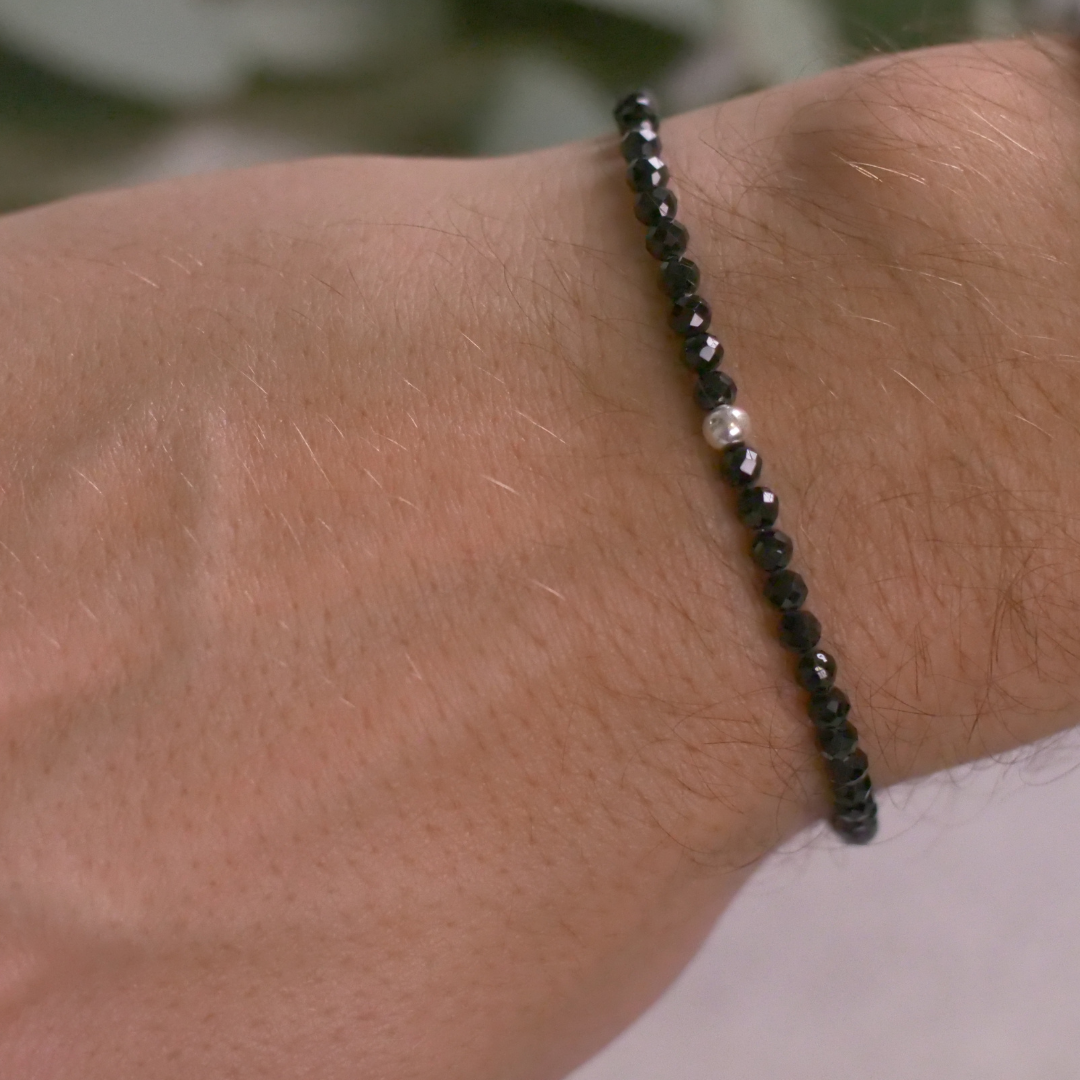 Obsidian Naturstein Perlen Armband mit Verschluss