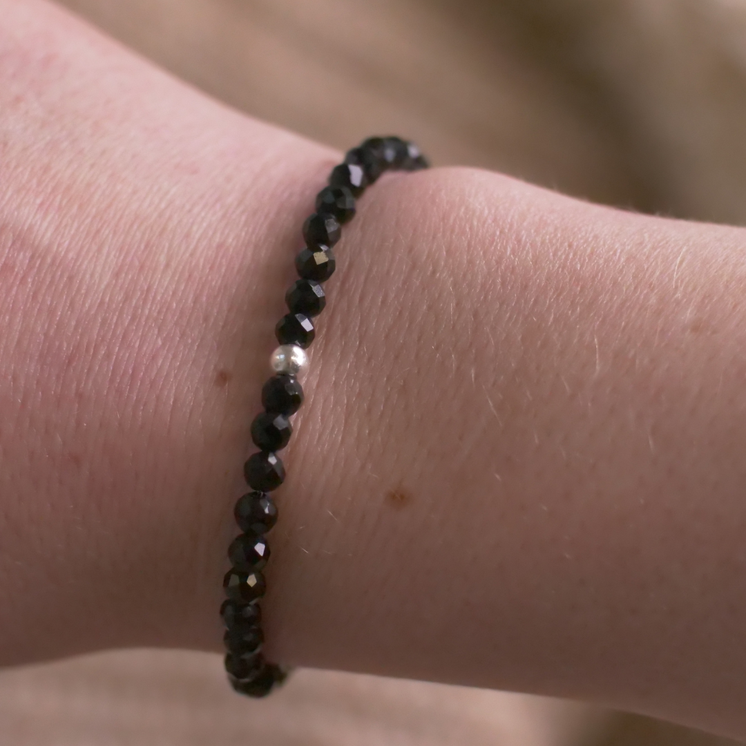 Obsidian Naturstein Perlen Armband mit Verschluss