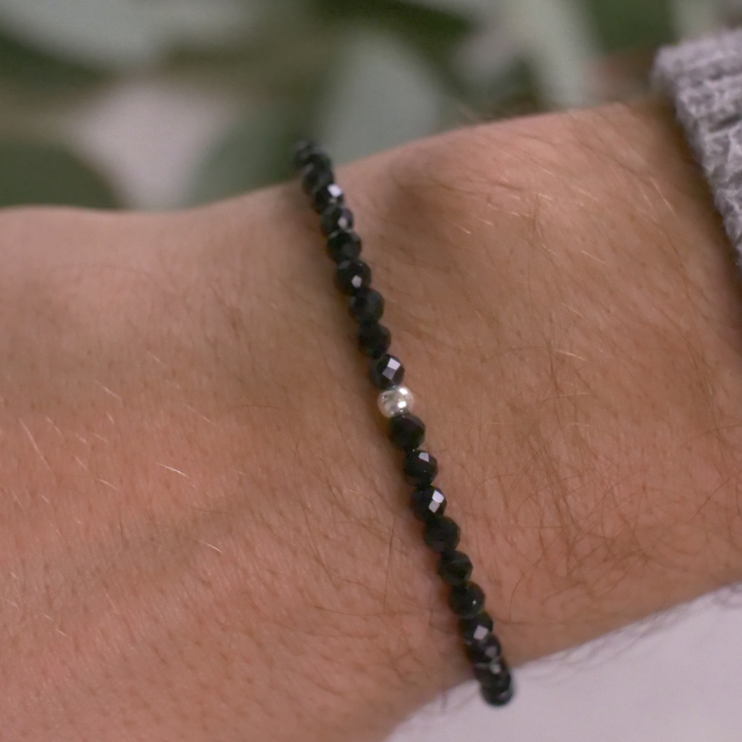 Onyx Naturstein Perlen Armband mit Verschluss (Achat farblich beh.)