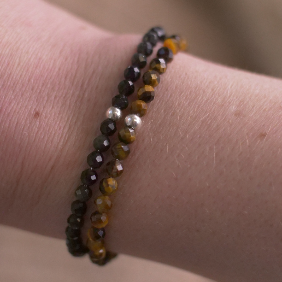Onyx Naturstein Perlen Armband mit Verschluss (Achat farblich beh.)