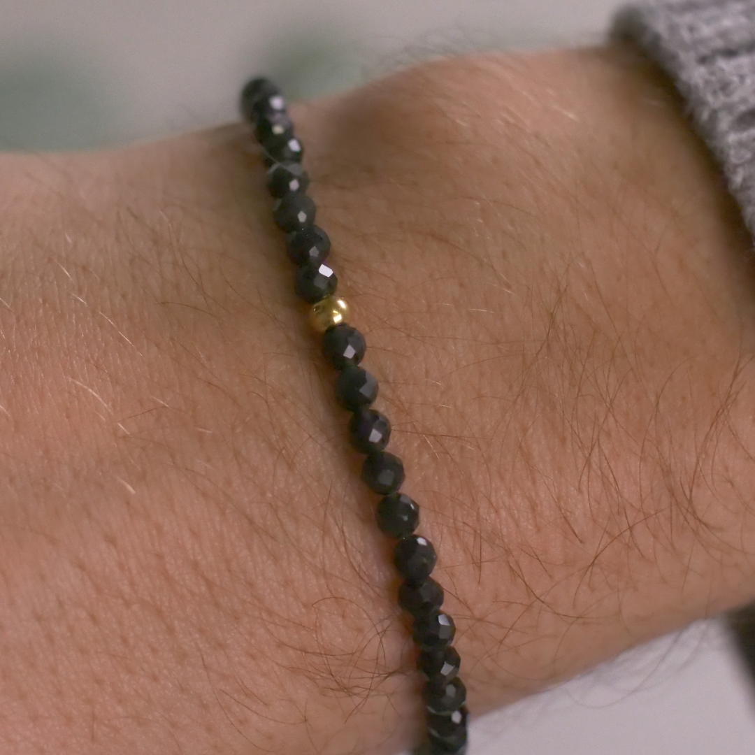 Onyx Naturstein Perlen Armband mit Verschluss (Achat farblich beh.)