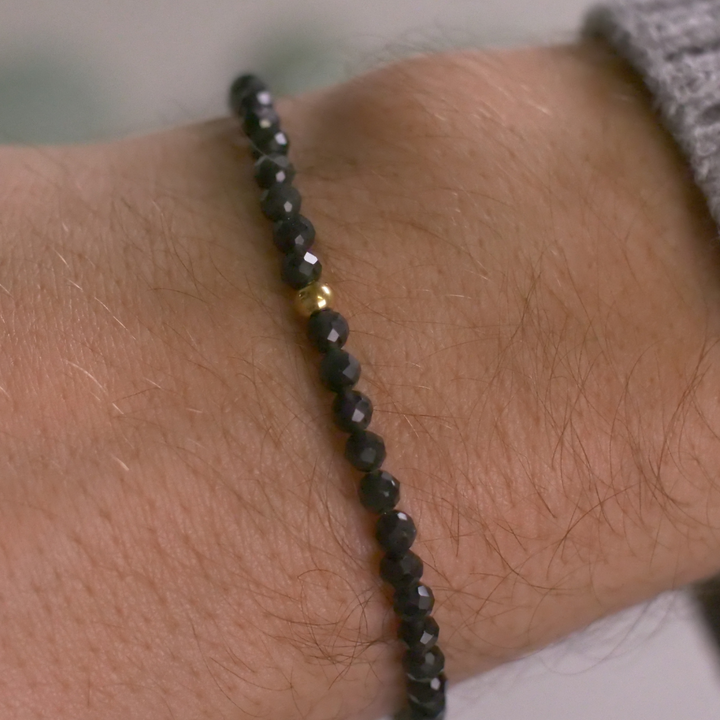 Onyx Naturstein Perlen Armband mit Verschluss (Achat farblich beh.)