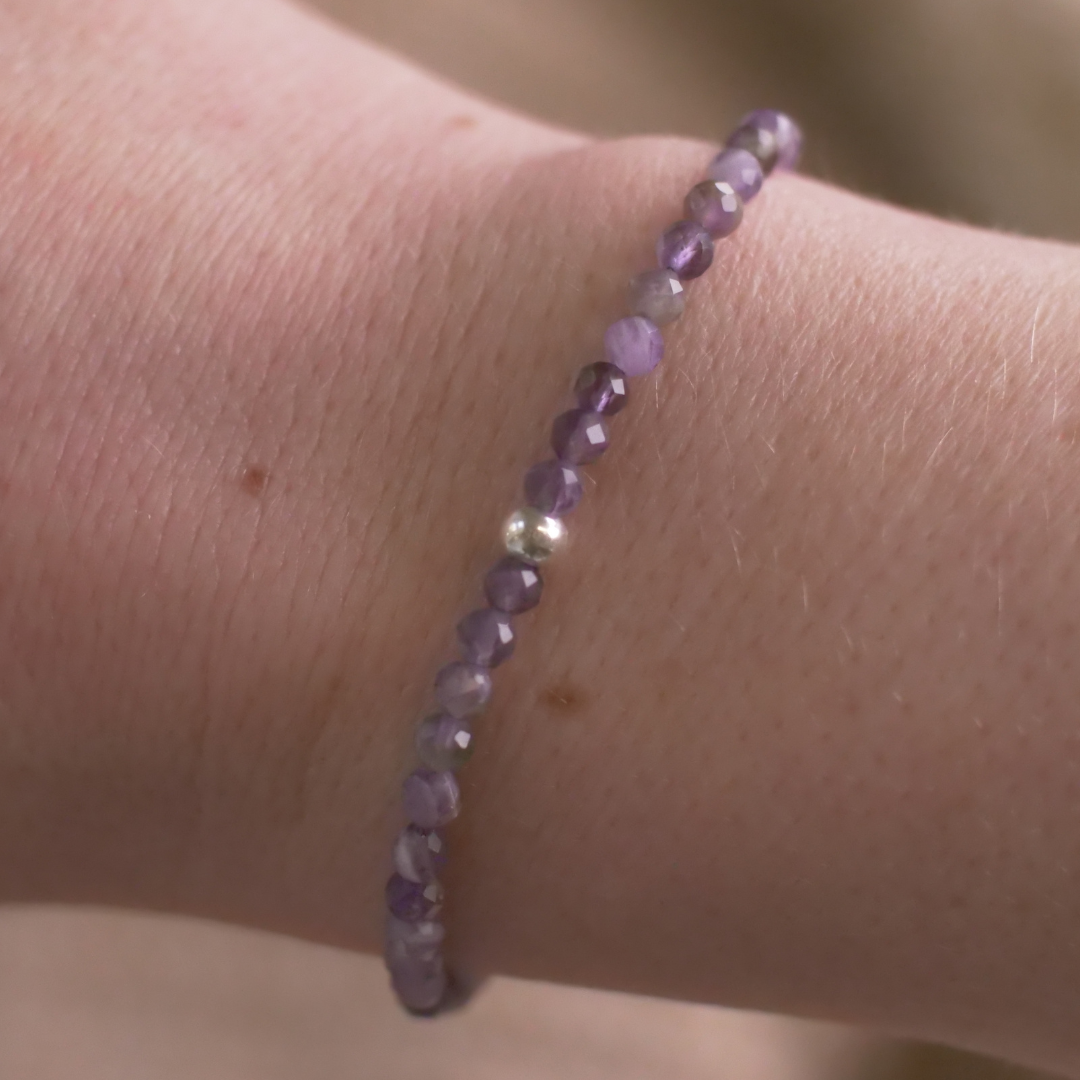 Amethyst Naturstein Perlen Armband mit Verschluss
