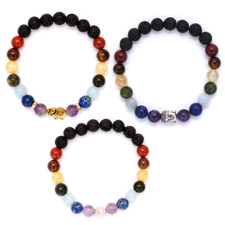 7 Chakren Naturstein Perlen Armband