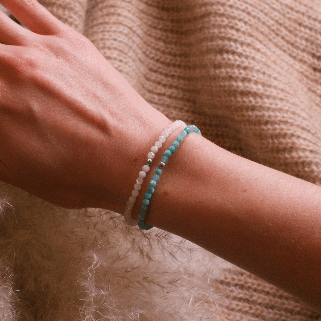 Amazonit Naturstein Perlen Armband mit Silberperle