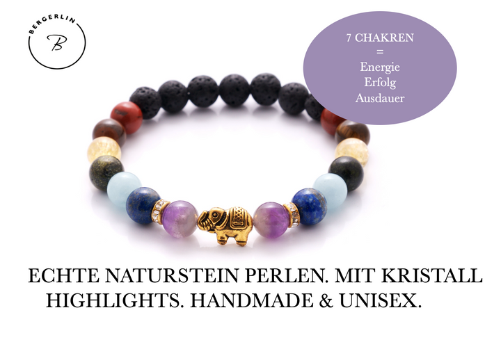 7 Chakren Naturstein Perlen Armband